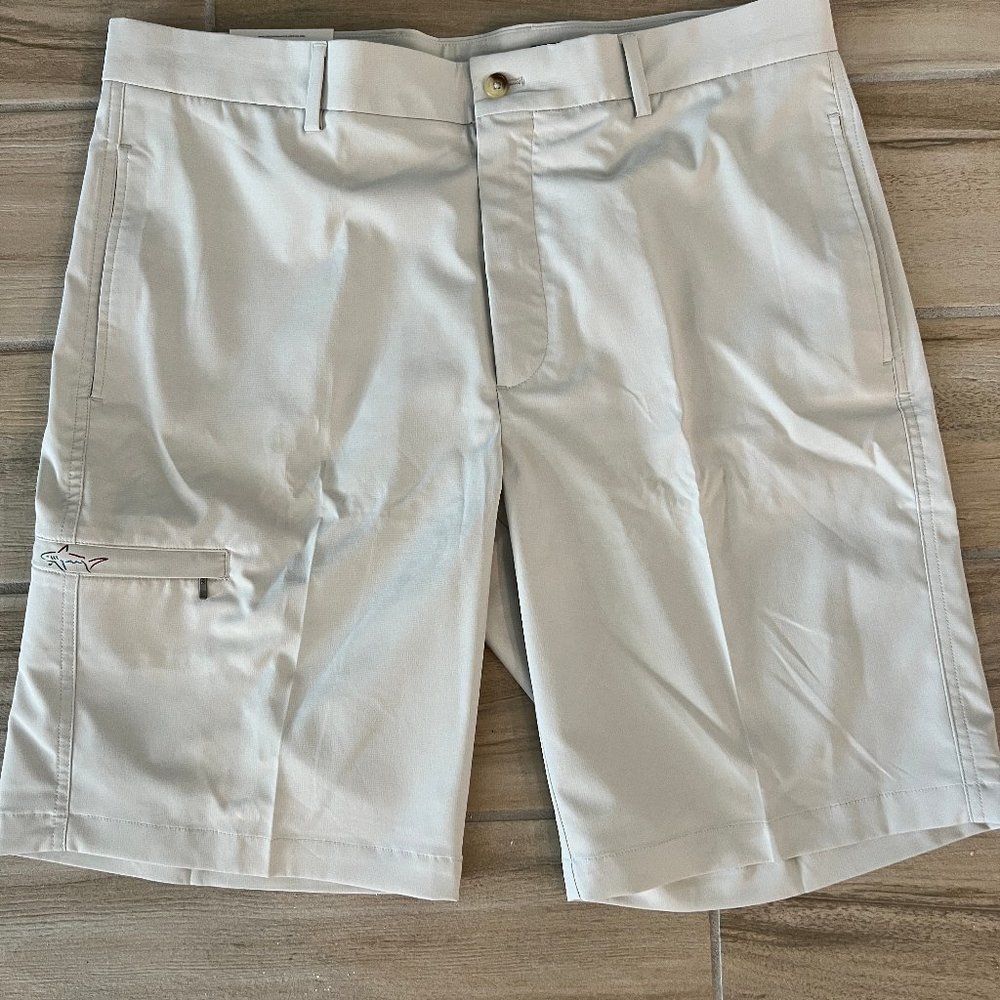Greg Norman Performance NWT shorts size 36x10 tan cargo zip pocket #1